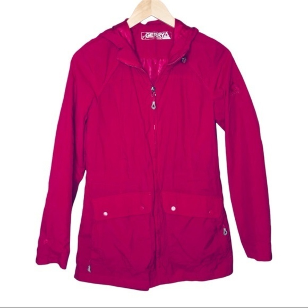 Gerry Rain Jacket | Pink Full Zip | Hooded | Crinkle Style | Size Small